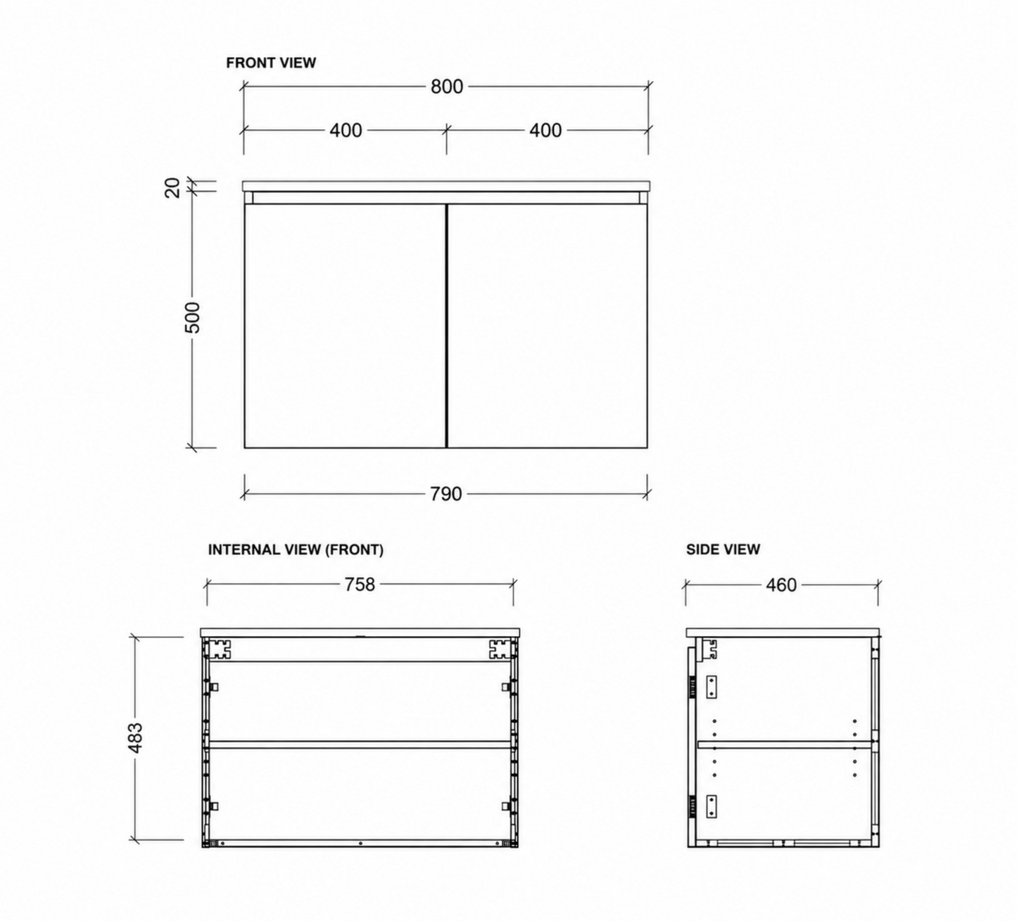 Rome White Gloss 800mm Wall Hung Bathroom Vanity with Integrated Basin