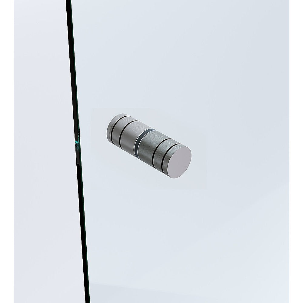 120x120cm Corner Frameless Shower Screen – Gunmetal Wall Channel and Floor Channel with Brass Hinges & Round Knob Handle