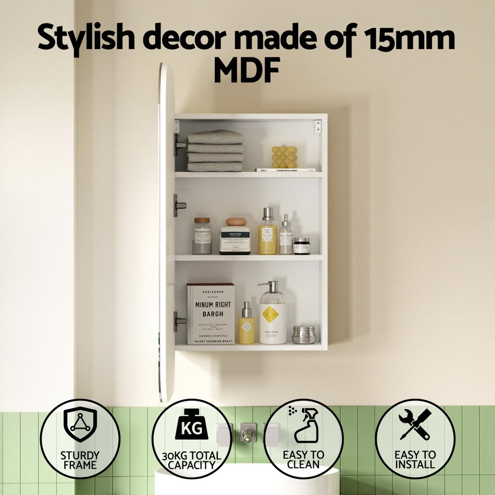 Cefito Bathroom Mirror Cabinet Mirrored Medicine Adjustable Shelf Wall Mounted 560mm White