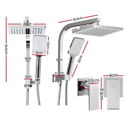 Cefito 8'' Rain Shower Head Set Handheld Square High Pressure wins Tap�Chrome
