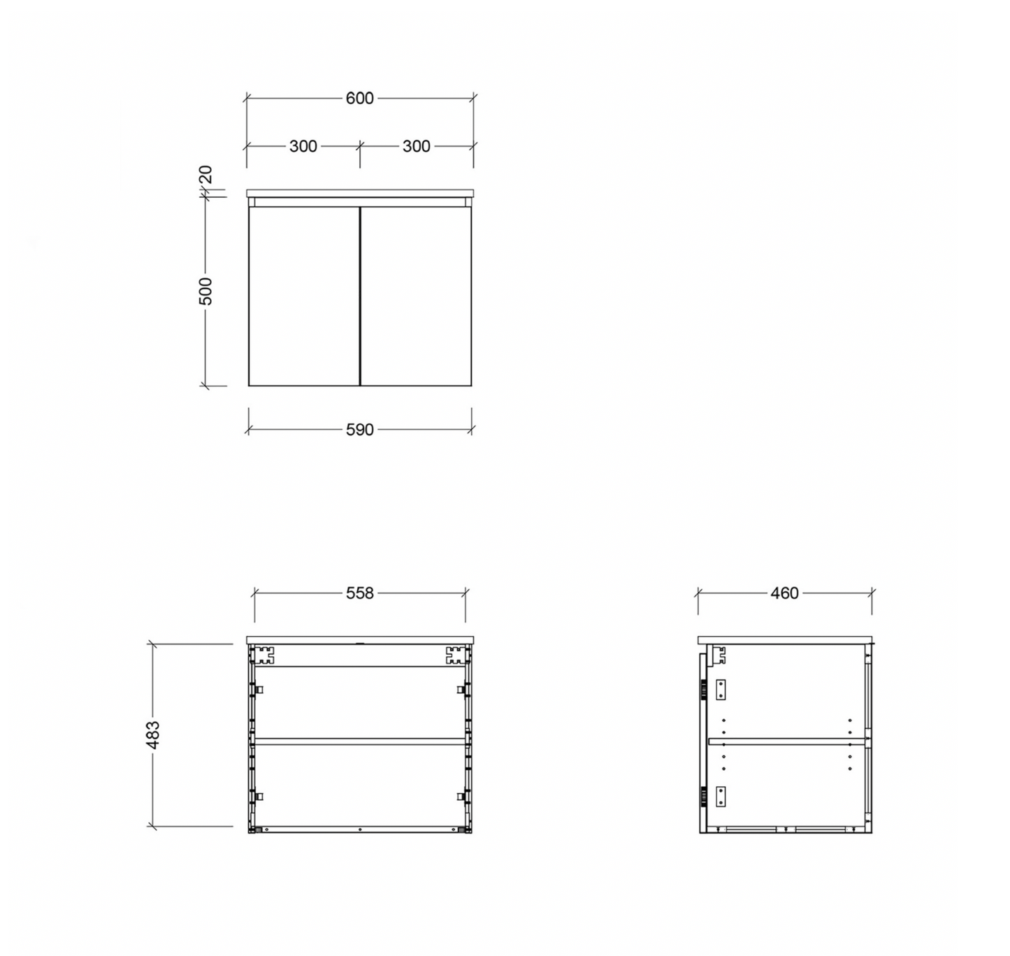 Rome White Gloss 600mm Wall Hung Bathroom Vanity with Integrated Basin