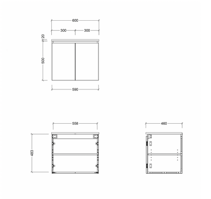 Rome White Gloss 600mm Wall Hung Bathroom Vanity with Integrated Basin