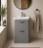 Dayne Grey 600mm Floor Standing Vanity Unit with Chrome Handles