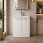 Layla White 600mm Floor Standing Vanity Unit with Chrome Handles