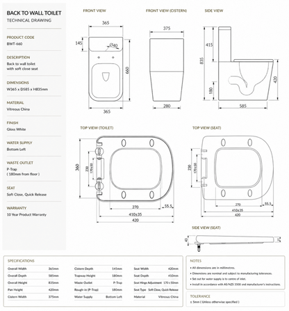 Highcrest Close Coupled Compact Toilet with Soft Close Seat