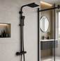 Astra Matt Black Modern Square Thermostatic Shower Set