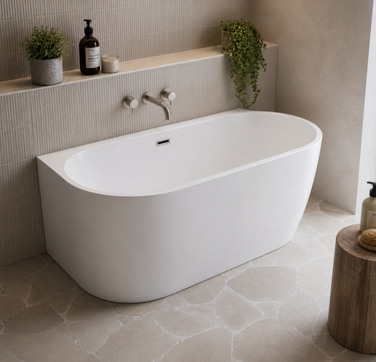 Melody 1700mm Freestanding D-Shaped Back to Wall Bath
