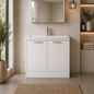 Layla White 800mm Floor Standing Vanity Unit with Chrome Handles