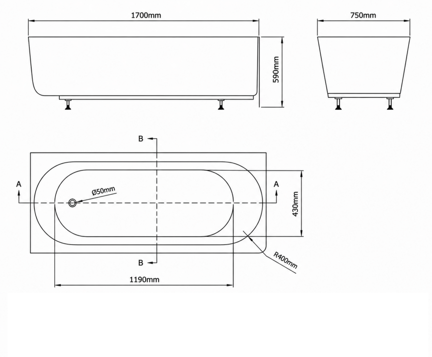 Frank 1700mm Curved Corner Shower Bath with Bath Screen
