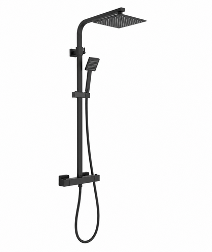 Astra Matt Black Modern Square Thermostatic Shower Set
