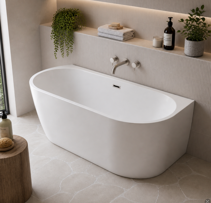 Melody 1700mm Freestanding D-Shaped Back to Wall Bath