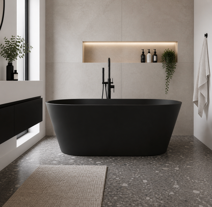Bella 1700mm Black Freestanding Modern Bath