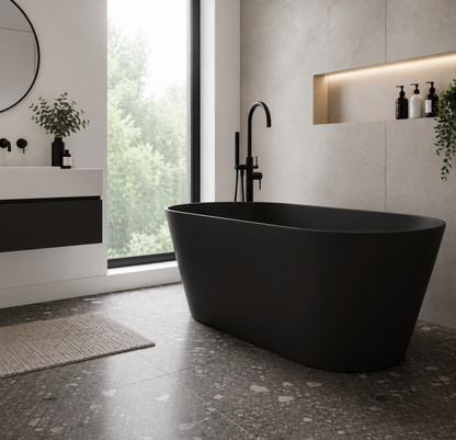 Bella 1700mm Black Freestanding Modern Bath