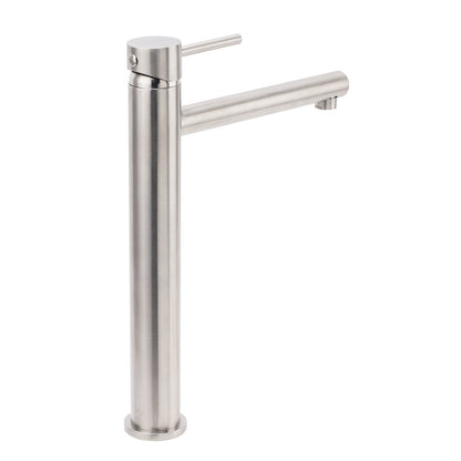 Brushed Nickel Classic Round Bathroom Basin Straight Spout Mixer Sink Faucet Tap