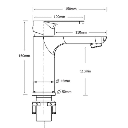 WELS Matt Black Basin Mixer Bathroom Vanity Laundry Sink Flick Faucet Tap Valve