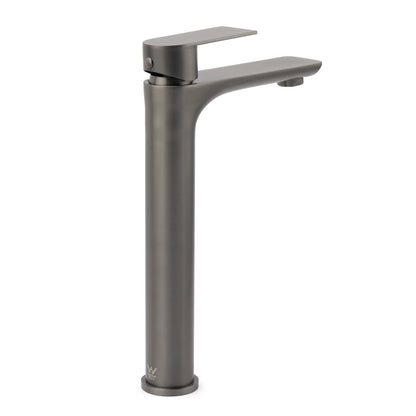 WELS Gun Metal Grey Round High Rise Basin Mixer Bathroom Vanity Faucet Tapware