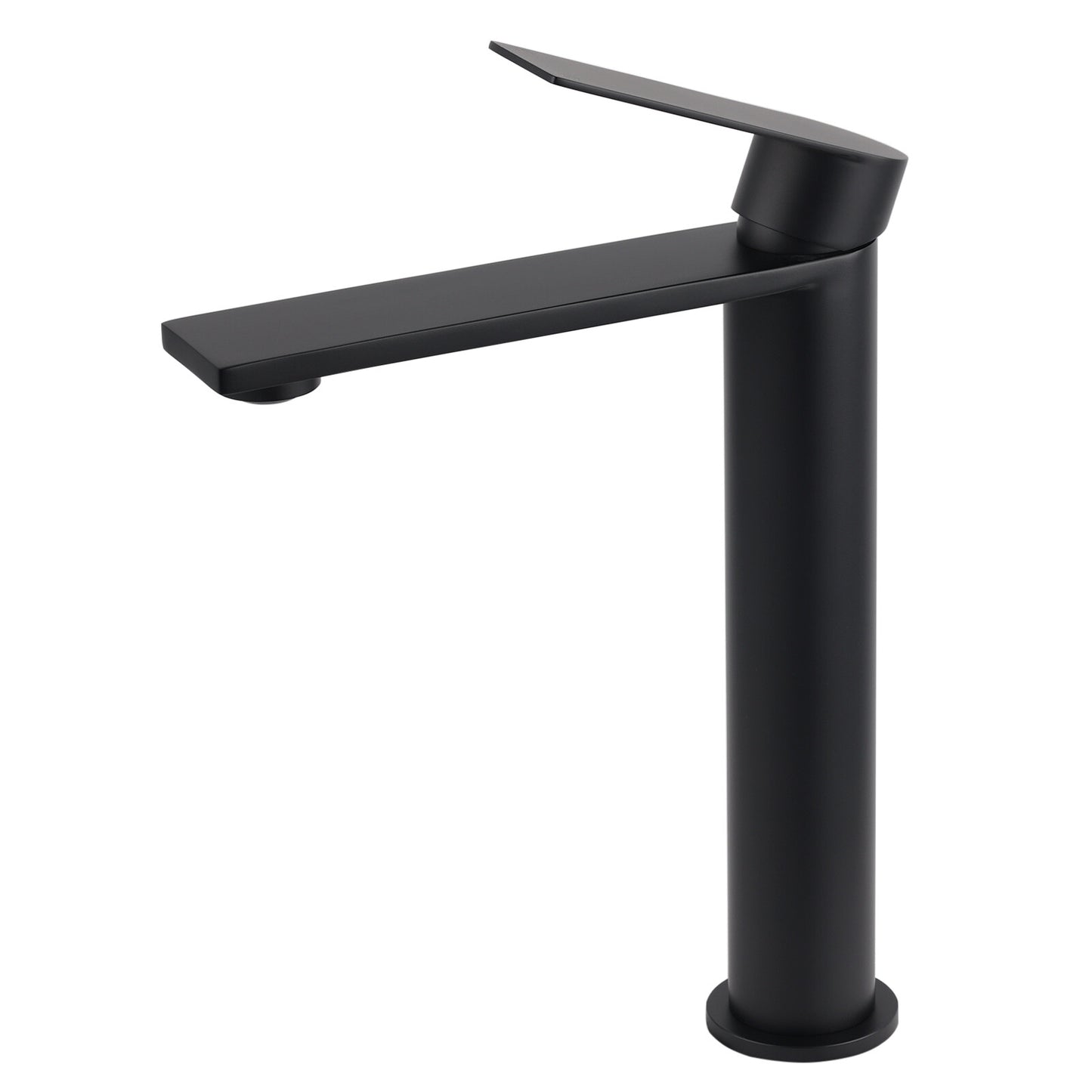 WELS Matt Black Square Tall Flat Lever Handle Basin Mixer Vanity Sink Faucet Spout