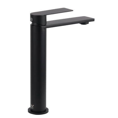 WELS Matt Black Square Tall Flat Lever Handle Basin Mixer Vanity Sink Faucet Spout