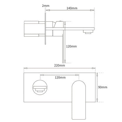 WELS 4.5L/m Chrome Square Wall Mounted Basin Mixer Laundry Faucet Tap Spout Set