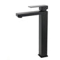 Matt Black Stainless Steel Square Tall Basin Mixer Sink Tap High Vanity Spout