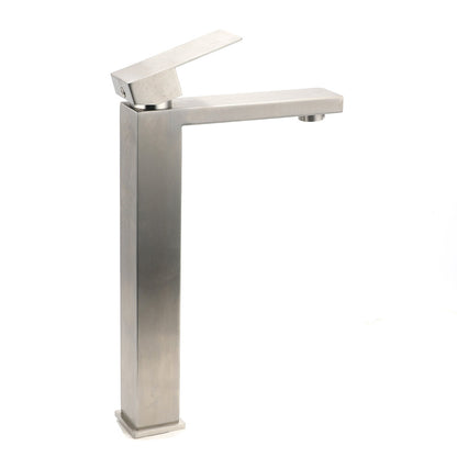 WELS Square Tall Basin Vessel Mixer Faucet Tap Kitchen Laundry Brushed Nickel
