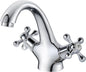pcs Retro Basin Faucet, Double Handle Basin Mixer Tap, Bathroom Sink Faucet, Lavatory Faucet with Hot and Cold Water Available, Chrome
