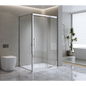 Adjustable 1500x1010mm Single Door Corner Sliding Glass Shower Screen in Chrome