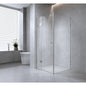 120x120cm Corner Frameless Shower Screen with Gunmetal Wall Channel and Floor F-Bracket and Brass Hinges, Square Knob Handle