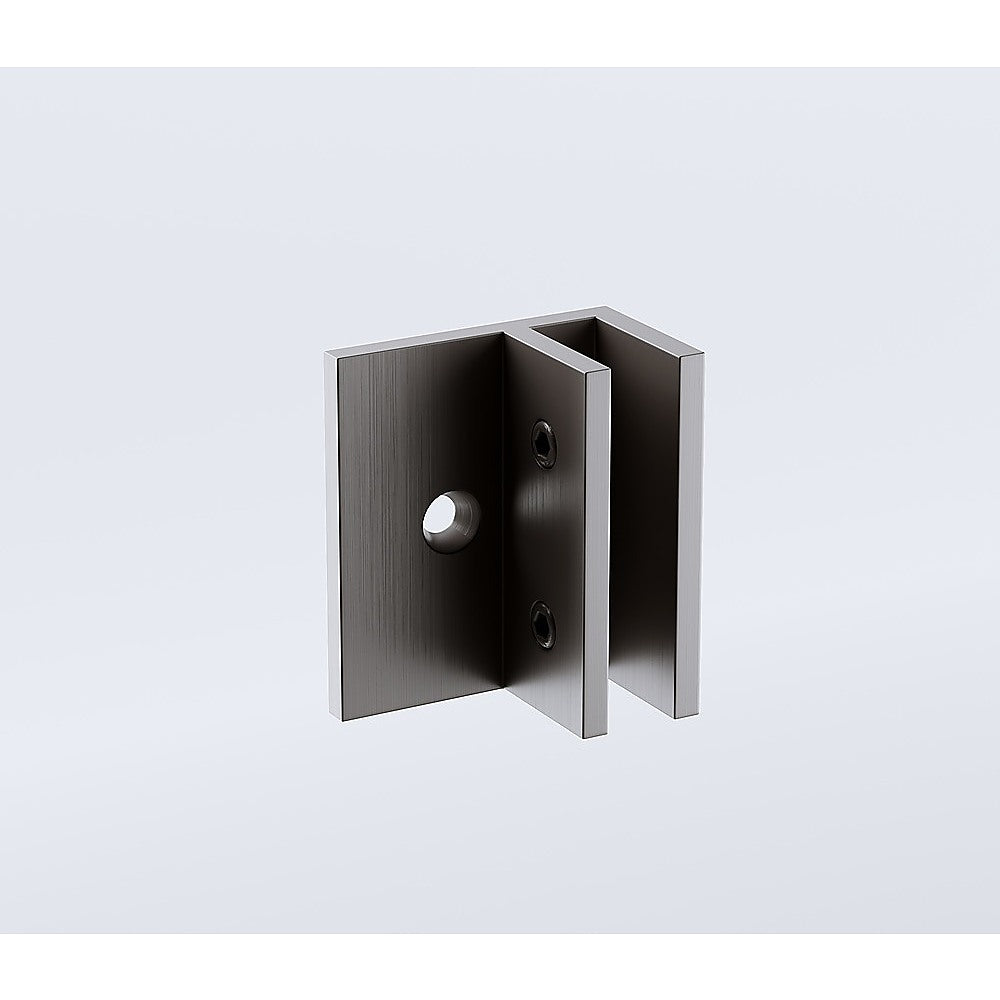 120x120cm Corner Frameless Shower Screen with Gunmetal Wall Channel and Floor F-Bracket and Brass Hinges, Square Knob Handle