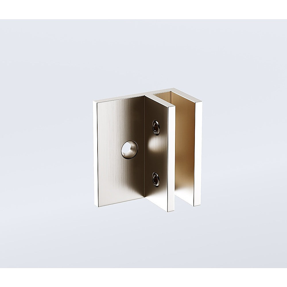 120x120cm Corner Frameless Shower Screen with Nickel Wall Channel and Floor F-Bracket and Brass Hinges, Round Knob Handle