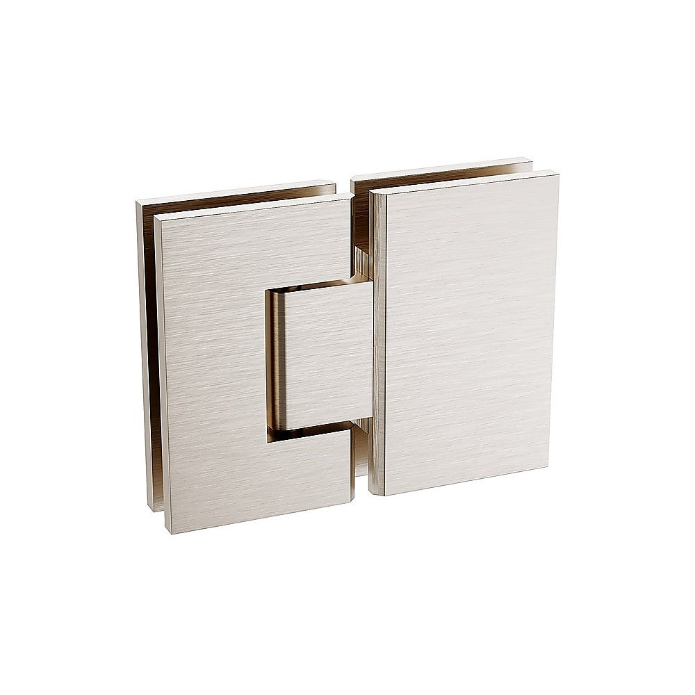 120x120cm Corner Frameless Shower Screen with Nickel Wall Channel and Floor F-Bracket and Brass Hinges, Round Knob Handle