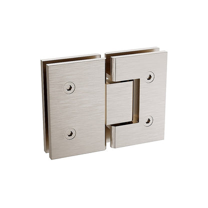 120x120cm Corner Frameless Shower Screen with Nickel Wall Channel and Floor F-Bracket and Brass Hinges, Round Knob Handle