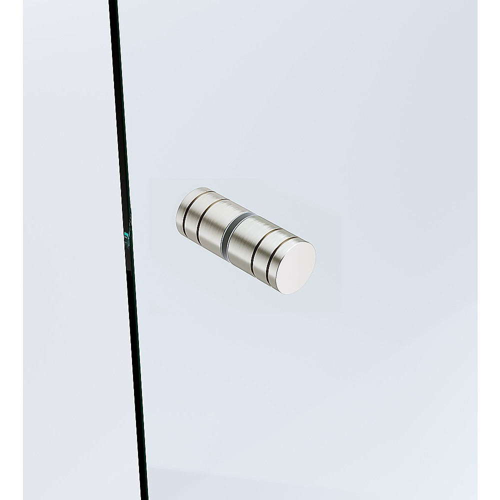 120x120cm Corner Frameless Shower Screen with Nickel Wall Channel and Floor F-Bracket and Brass Hinges, Round Knob Handle