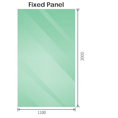 120x110cm Corner Frameless Shower Screen – White Wall Channel and Floor Channel with Brass Hinges & Round Knob Handle