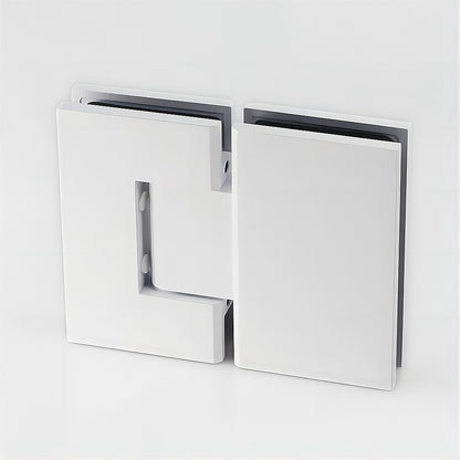 120x110cm Corner Frameless Shower Screen – White Wall Channel and Floor Channel with Brass Hinges & Round Knob Handle