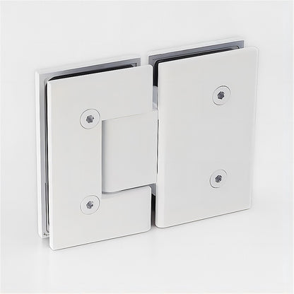 120x110cm Corner Frameless Shower Screen – White Wall Channel and Floor Channel with Brass Hinges & Round Knob Handle