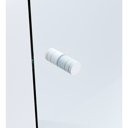 120x110cm Corner Frameless Shower Screen – White Wall Channel and Floor Channel with Brass Hinges & Round Knob Handle