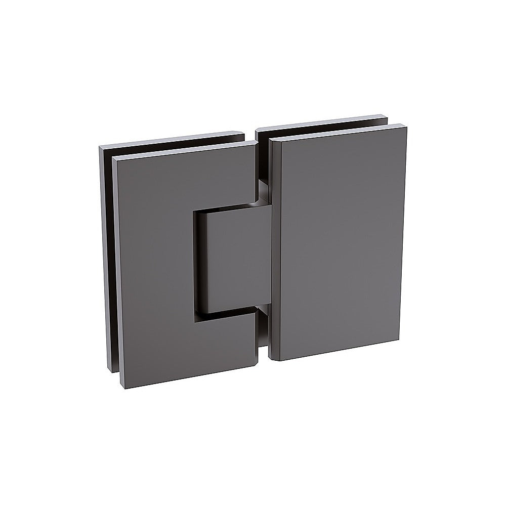 120x120cm Corner Frameless Shower Screen – Gunmetal Wall Channel and Floor Channel with Brass Hinges & Round Knob Handle