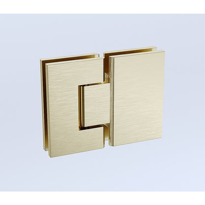 110x110cm Corner Frameless Shower Screen – Gold Wall Channel and Floor Channel with Brass Hinges & Square Double Pull Handle