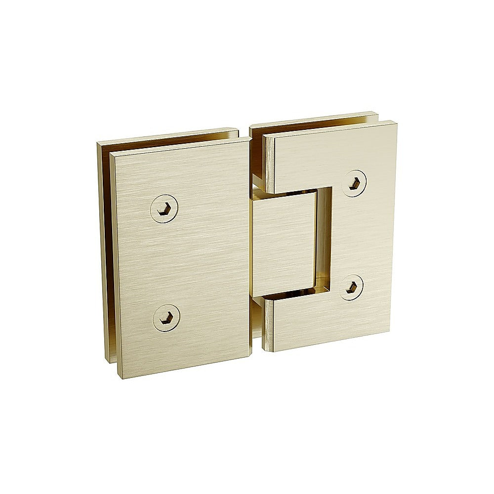 110x110cm Corner Frameless Shower Screen – Gold Wall Channel and Floor Channel with Brass Hinges & Square Double Pull Handle