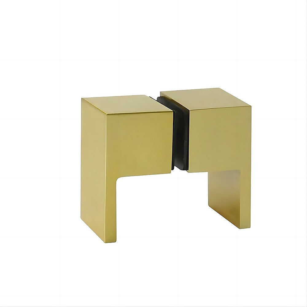 110x110cm Corner Frameless Shower Screen – Gold Wall Channel and Floor Channel with Brass Hinges & Square Double Pull Handle