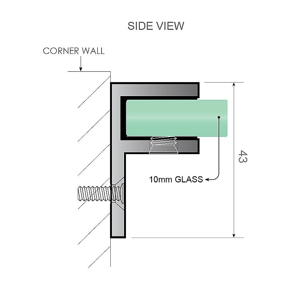 120x120cm Double Door Corner Shower Screen – Chrome F-Brackets, Brass Hinges & Square Knob Handle