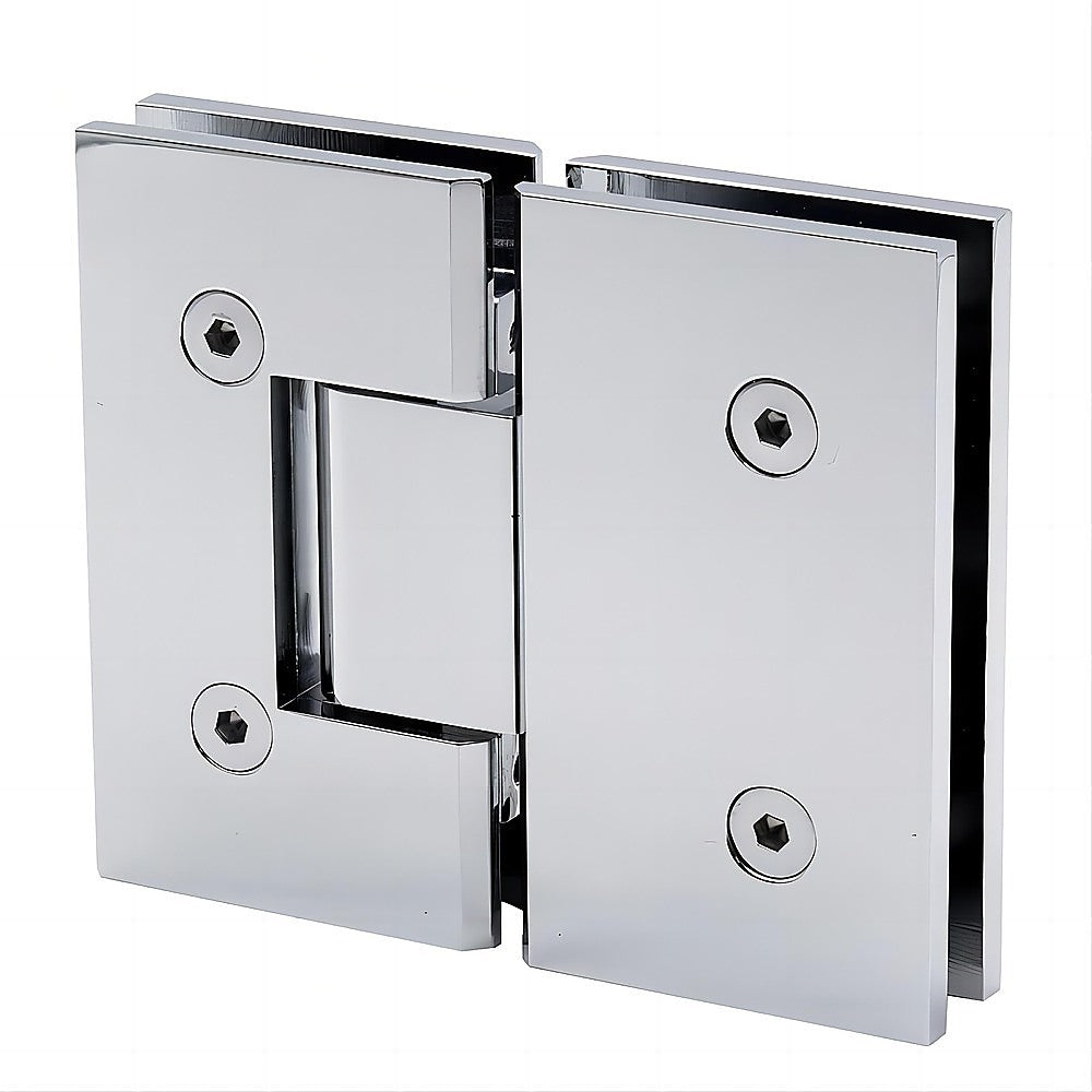 120x120cm Double Door Corner Shower Screen – Chrome F-Brackets, Brass Hinges & Square Knob Handle