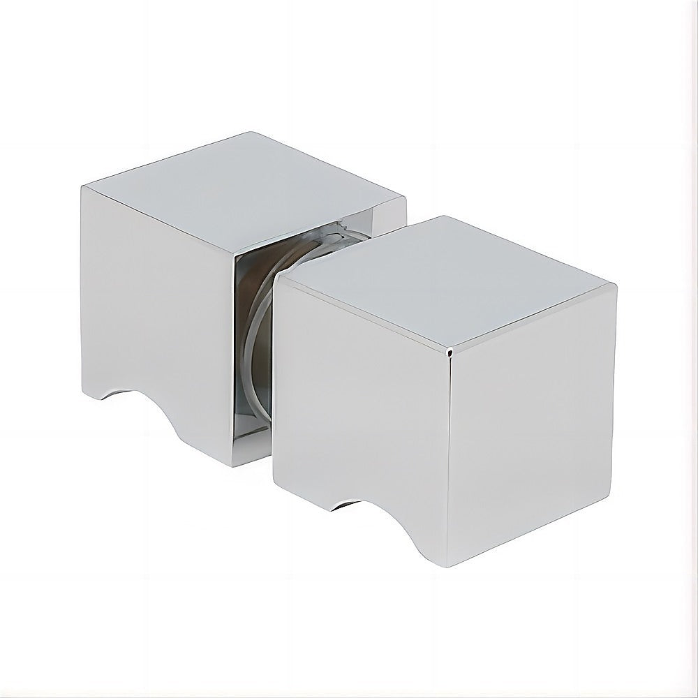 120x120cm Double Door Corner Shower Screen – Chrome F-Brackets, Brass Hinges & Square Knob Handle