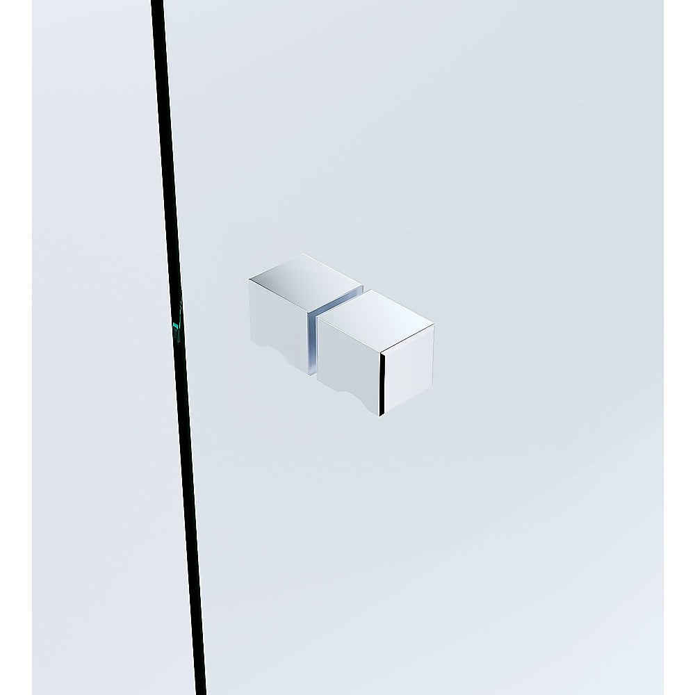 120x120cm Double Door Corner Shower Screen – Chrome F-Brackets, Brass Hinges & Square Knob Handle