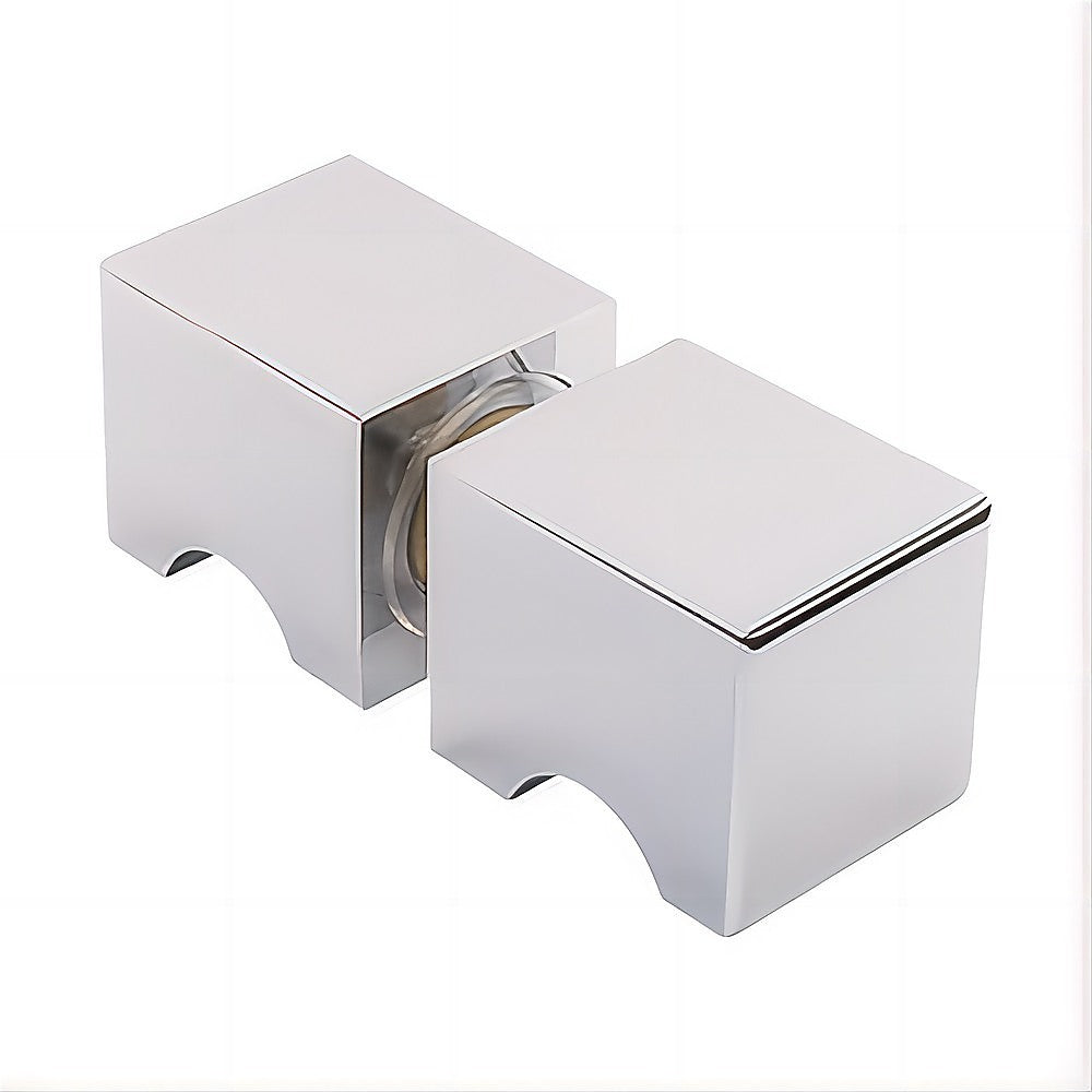 120x120cm Double Door Corner Shower Screen – Chrome F-Brackets, Brass Hinges & Square Knob Handle