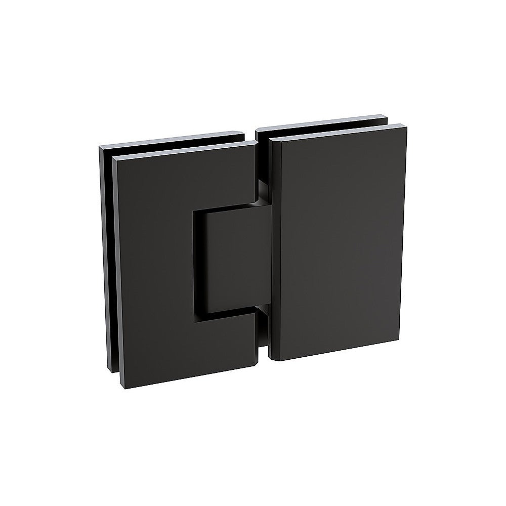 100x120cm Double Door Corner Shower Screen – Channels with Brass Hinges in Black, Square Knob Handles