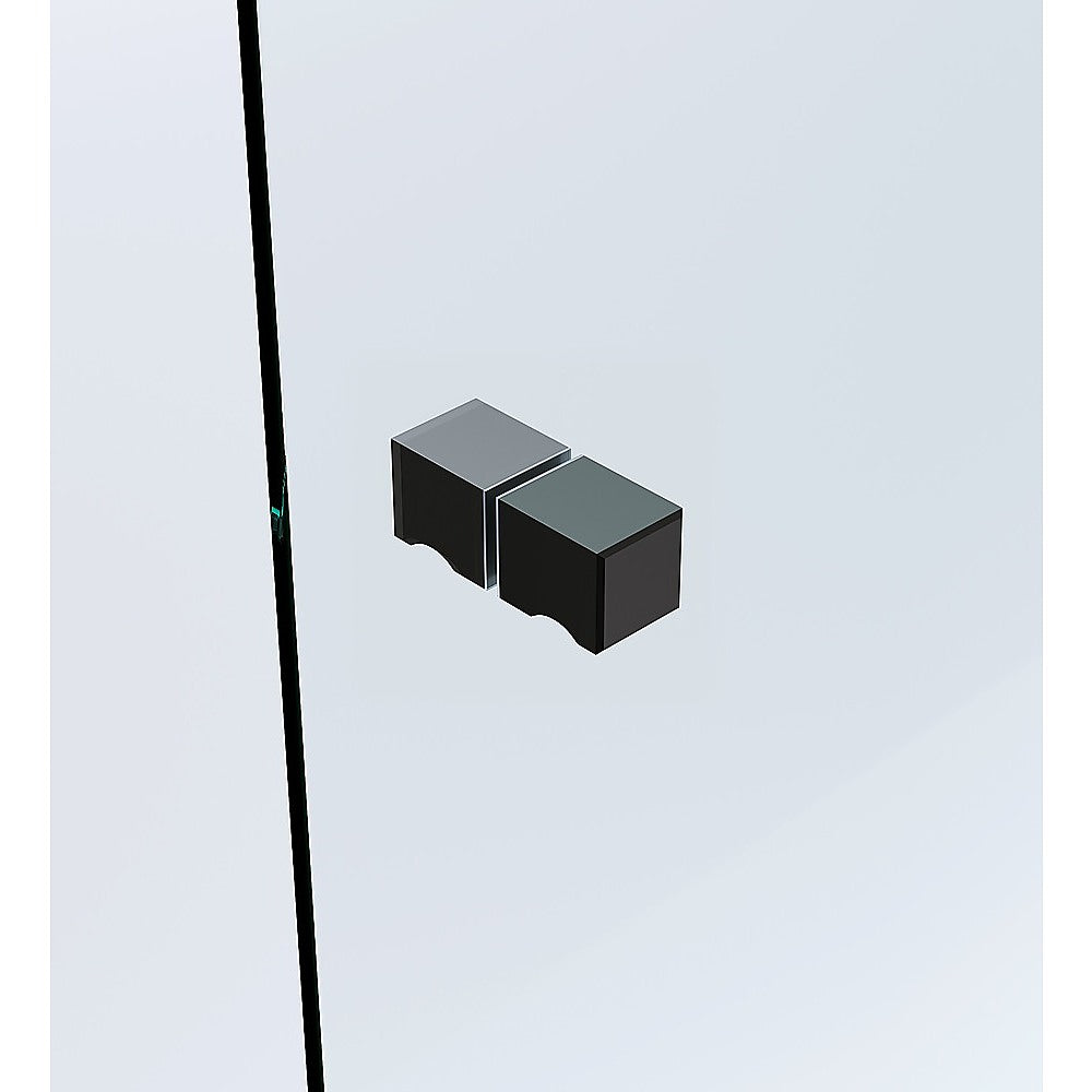 100x120cm Double Door Corner Shower Screen – Channels with Brass Hinges in Black, Square Knob Handles