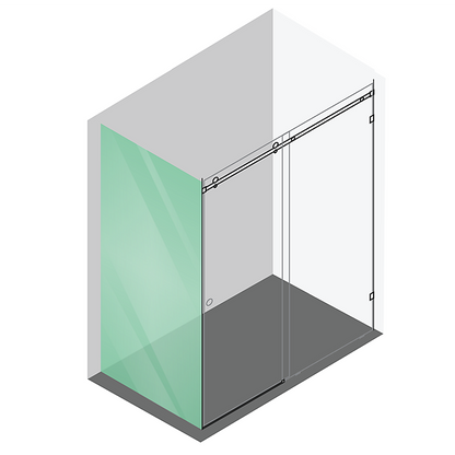 160x100cm Frameless Glass Sliding Corner Shower – With Black Rail and Wall Channel for Contemporary Bathrooms
