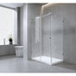180x90cm Frameless Glass Sliding Corner Shower – With White Rail and Wall Channel for Contemporary Bathrooms